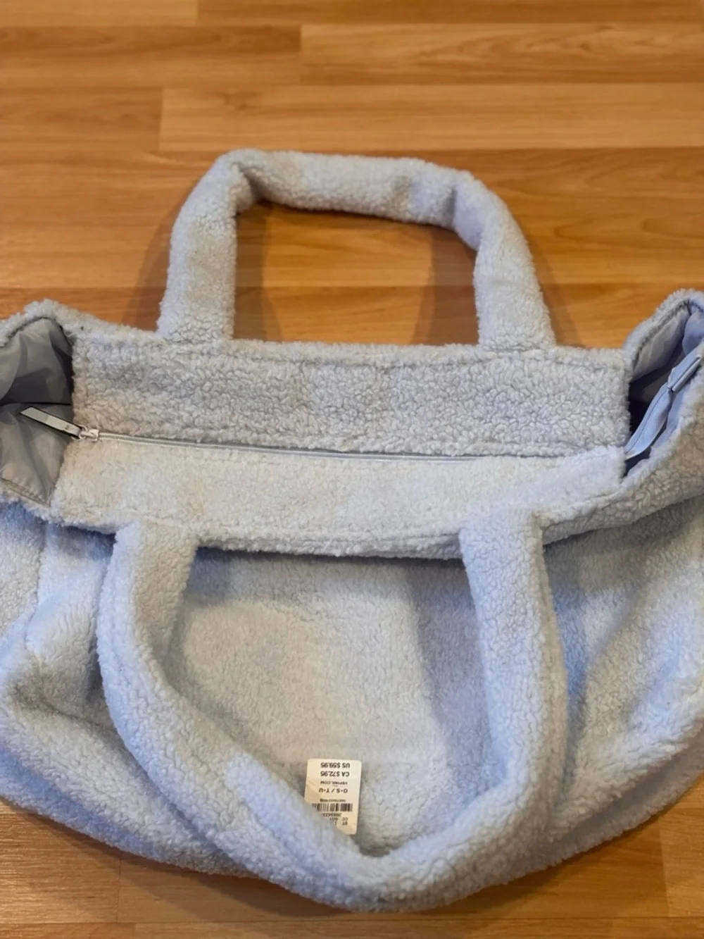 PINK Victoria's Secret Plush Sherpa‎ Tote in  Light Cloud Blue